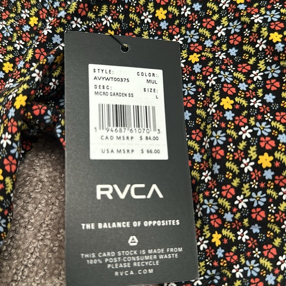 NWT Men’s L RVCA Floral Polo - Picture 2 of 3